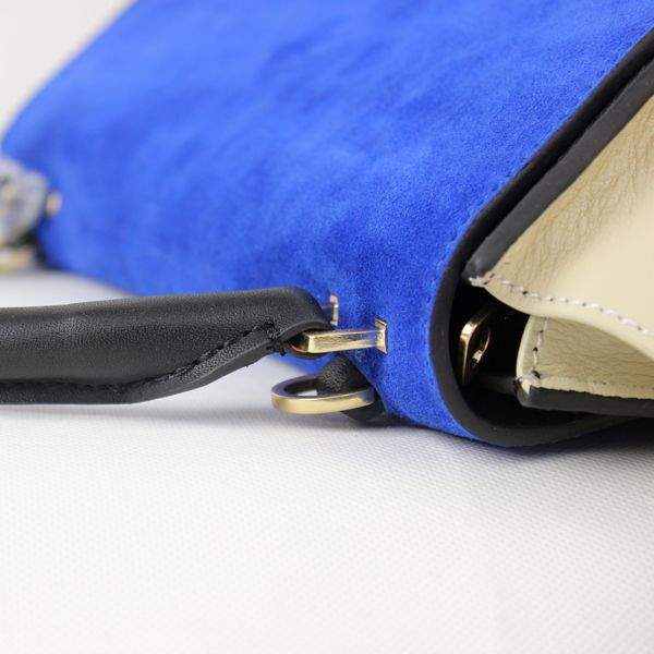 Celine Stamped Trapeze Shoulder Bag - 88037 Blue Black Apricot Original Leather
