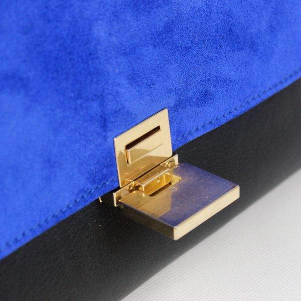 Celine Stamped Trapeze Shoulder Bag - 88037 Blue Black Apricot Original Leather