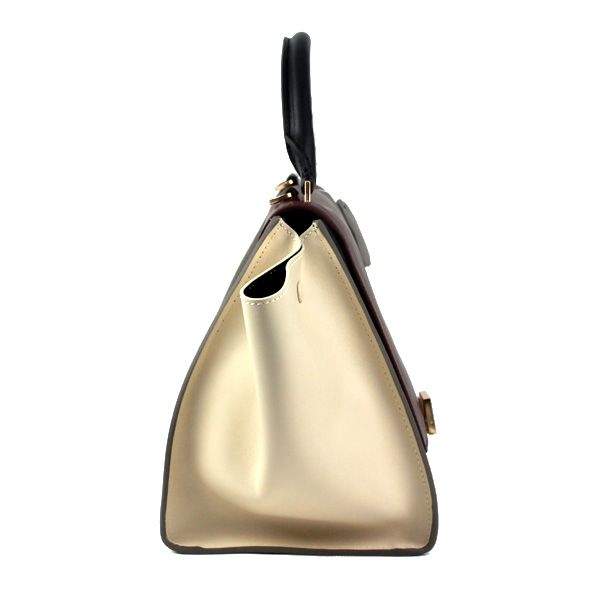 Celine Stamped Trapeze Shoulder Bag - 88037 Red Grey Cream Original Leather - Click Image to Close