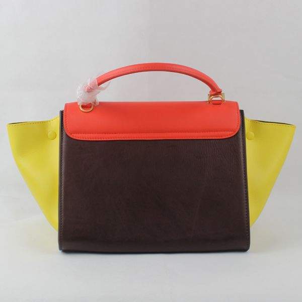 Celine Stamped Trapeze Shoulder Bag - 88037 Yellow Brown Red Original Leather
