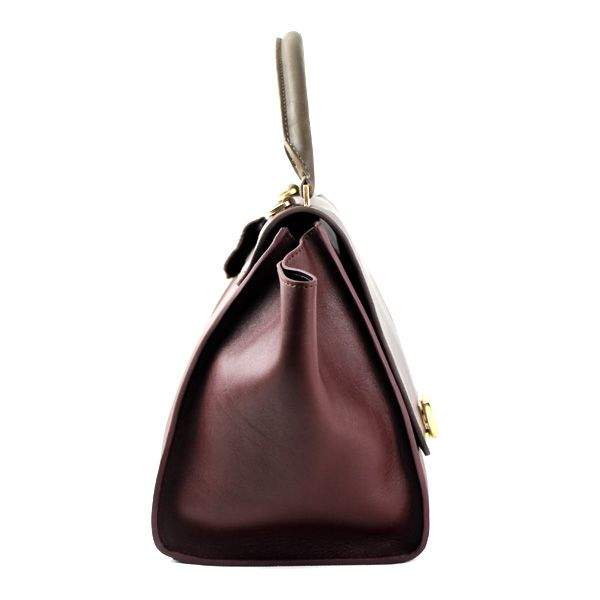 Celine Stamped Trapeze Shoulder Bag - 88037 Red Brown Khaki Original Leather - Click Image to Close