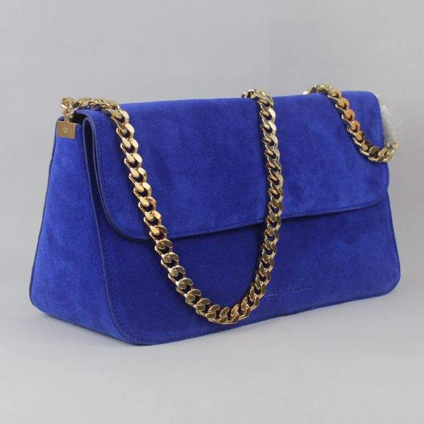 Celine Gourmette Suede Leather Shoulder Bag - 88041 Blue - Click Image to Close