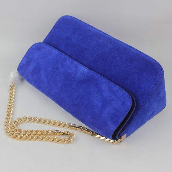 Celine Gourmette Suede Leather Shoulder Bag - 88041 Blue - Click Image to Close