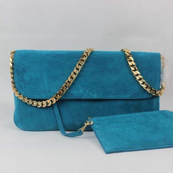 Celine Gourmette Suede Leather Shoulder Bag - 88041 Green