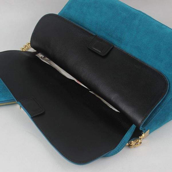 Celine Gourmette Suede Leather Shoulder Bag - 88041 Green - Click Image to Close