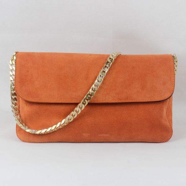 Celine Gourmette Suede Leather Shoulder Bag - 88041 Orange Celine Gourmette Suede Leather Shoulder Bag - 88041 Orange