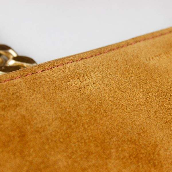 Celine Gourmette Suede Leather Shoulder Bag - 88041 Brown - Click Image to Close