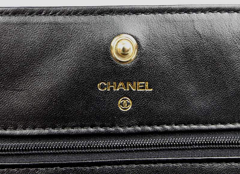 2012 New Arrival Chanel 33814 Black Lambskin Clutch Bag With Gold Hardware - Click Image to Close