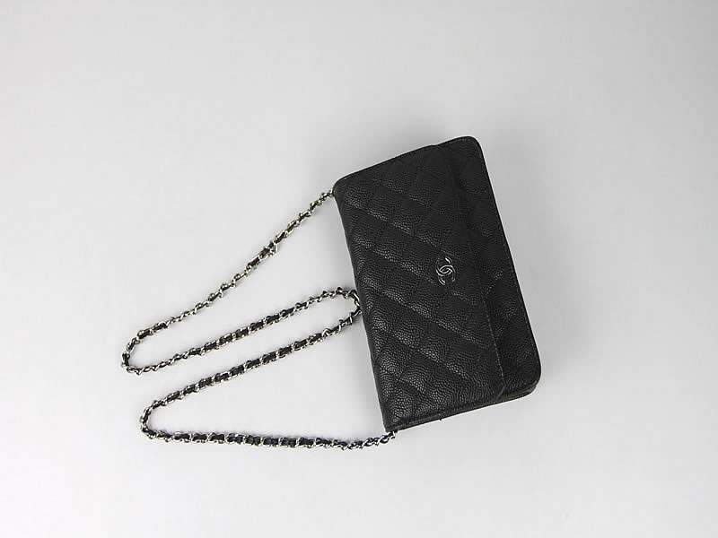 2012 New Arrival Chanel 33814 Black Cowhide Clutch Bag With Silver Hardware