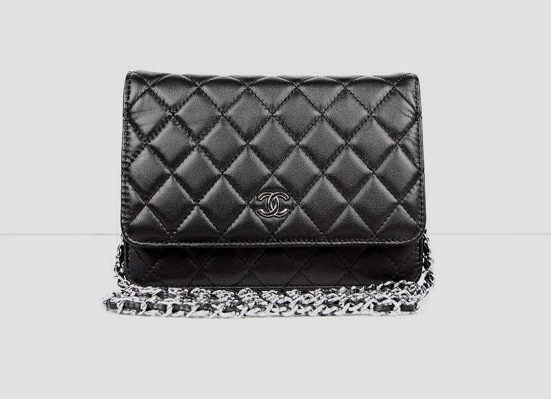 2012 New Arrival Chanel 33814 Black Lambskin Clutch Bag With Silver Hardware - Click Image to Close