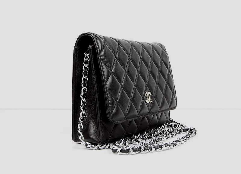 2012 New Arrival Chanel 33814 Black Lambskin Clutch Bag With Silver Hardware
