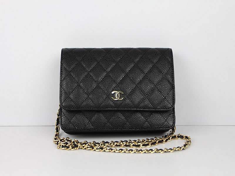 2012 New Arrival Chanel 33814 Black Cowhide Clutch Bag With Gold Hardware