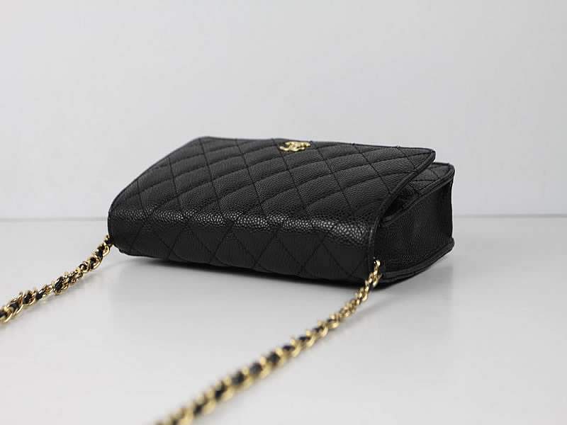 2012 New Arrival Chanel 33814 Black Cowhide Clutch Bag With Gold Hardware