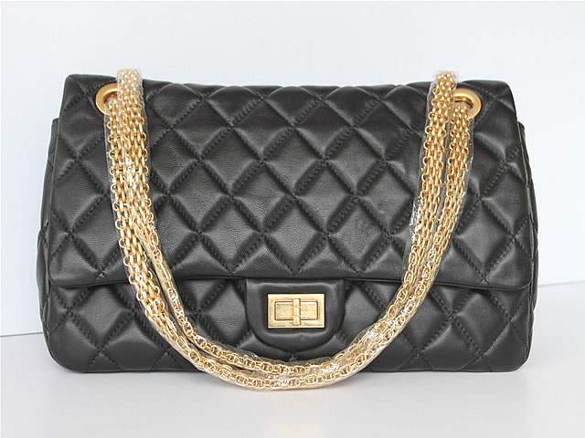2012 New Arrival Chanel 37951 Black Lambskin Bag With Gold Hardware