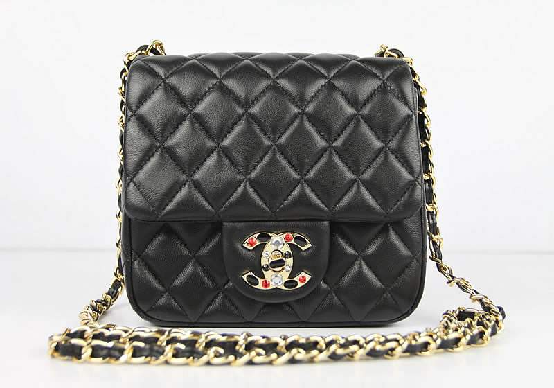 2012 Chanel Classic Flap Bag 49364 Black Lambskin Leather