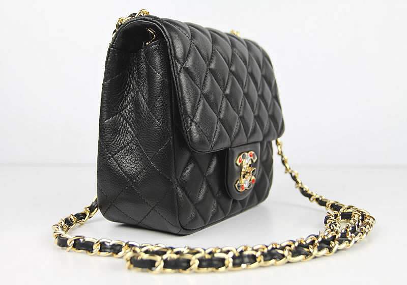 2012 Chanel Classic Flap Bag 49364 Black Lambskin Leather - Click Image to Close