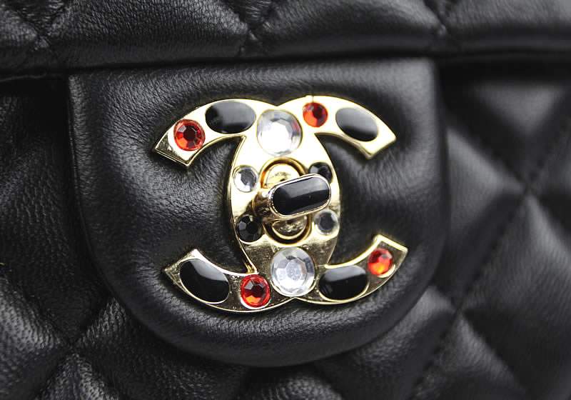 2012 Chanel Classic Flap Bag 49364 Black Lambskin Leather