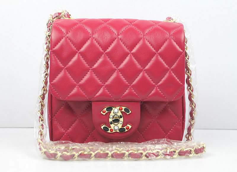 2012 Chanel Classic Flap Bag 49364 Rose Red Lambskin Leather