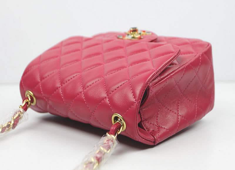2012 Chanel Classic Flap Bag 49364 Rose Red Lambskin Leather