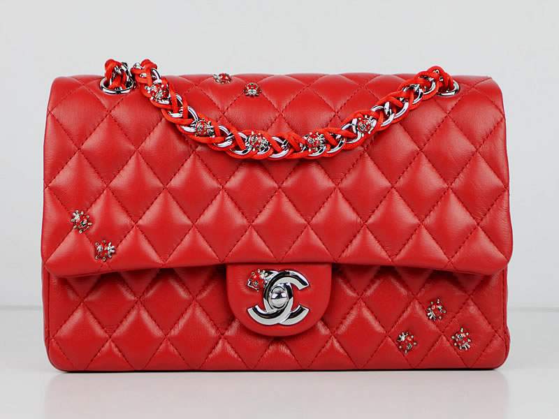 2012 Chanel Classic Flap Bag 49455 Red - Click Image to Close