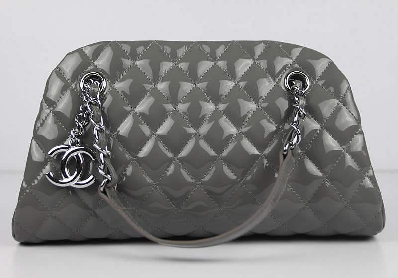 2012 New Arrival Chanel Mademoiselle Bowling Bag 49853 Grey Shiny - Click Image to Close
