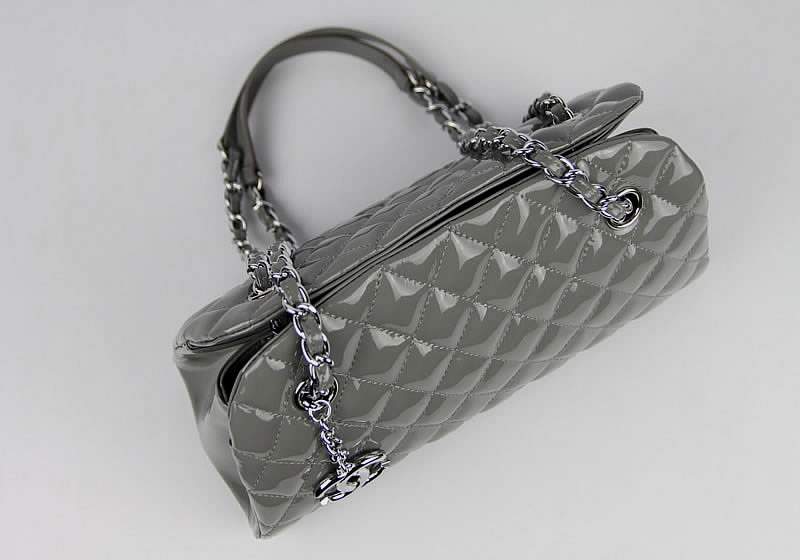 2012 New Arrival Chanel Mademoiselle Bowling Bag 49853 Grey Shiny - Click Image to Close