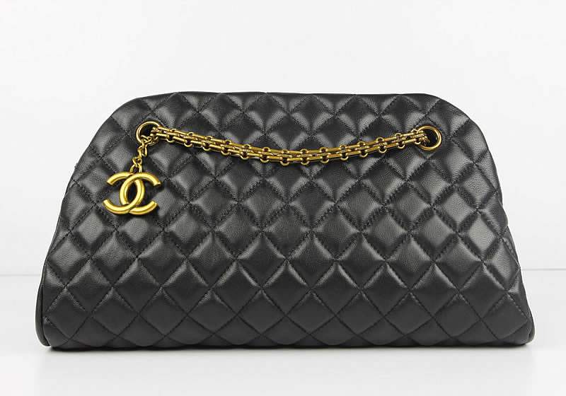 2012 New Arrival Chanel Mademoiselle Bowling Bag 49854 Blacke Lambskin Leather - Click Image to Close
