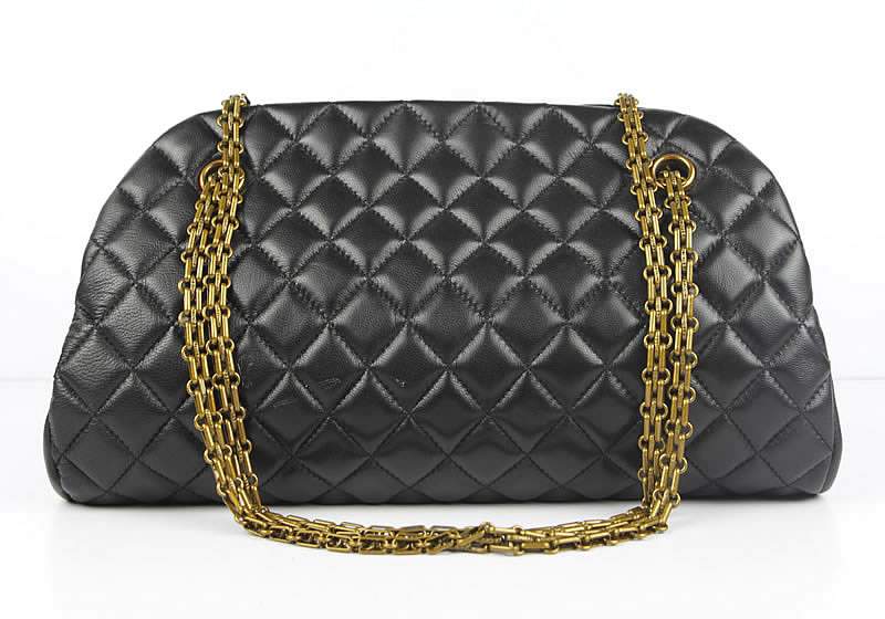 2012 New Arrival Chanel Mademoiselle Bowling Bag 49854 Blacke Lambskin Leather - Click Image to Close