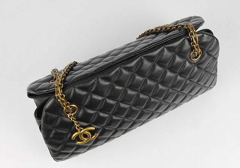 2012 New Arrival Chanel Mademoiselle Bowling Bag 49854 Blacke Lambskin Leather