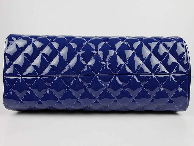 2012 New Arrival Chanel Mademoiselle Bowling Bag 49854 Blue Shiny Leather - Click Image to Close