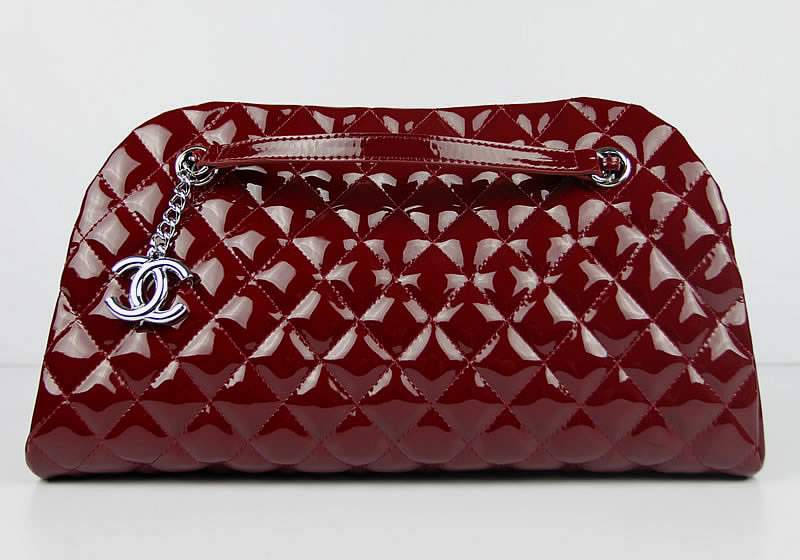 2012 New Arrival Chanel Mademoiselle Bowling Bag 49854 Dark Red Shiny Leather