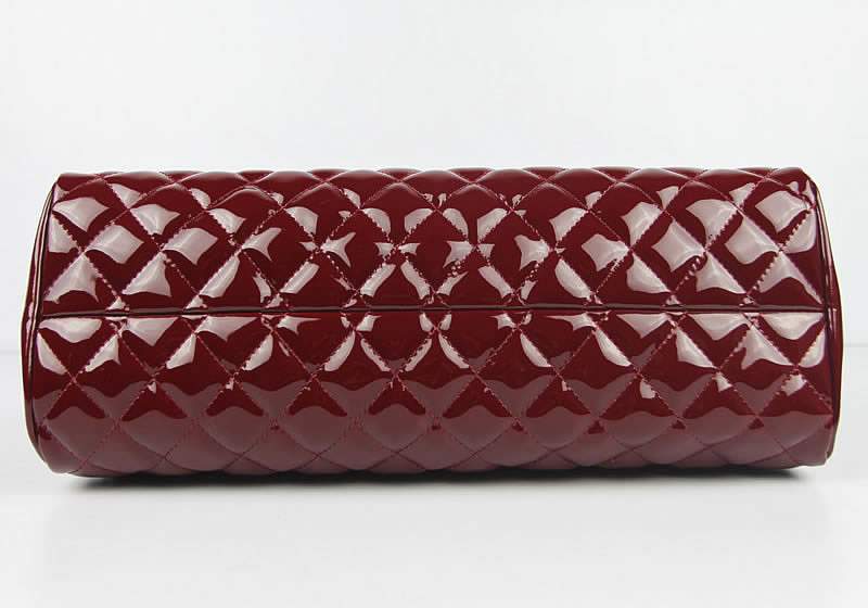 2012 New Arrival Chanel Mademoiselle Bowling Bag 49854 Dark Red Shiny Leather - Click Image to Close