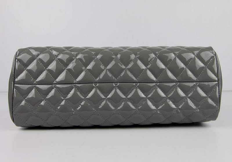 2012 New Arrival Chanel Mademoiselle Bowling Bag 49854 Grey Shiny Leather - Click Image to Close