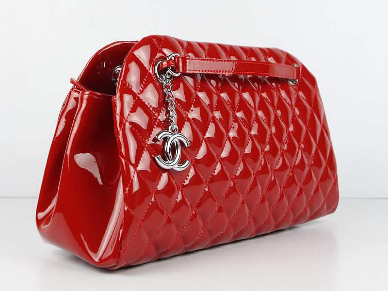 2012 New Arrival Chanel Mademoiselle Bowling Bag 49854 Red Shiny Leather - Click Image to Close