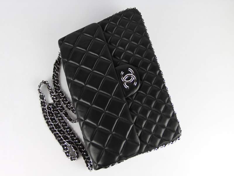 2012 New Arrival Chanel Rhombus Leather Handbags 50166 Black - Click Image to Close