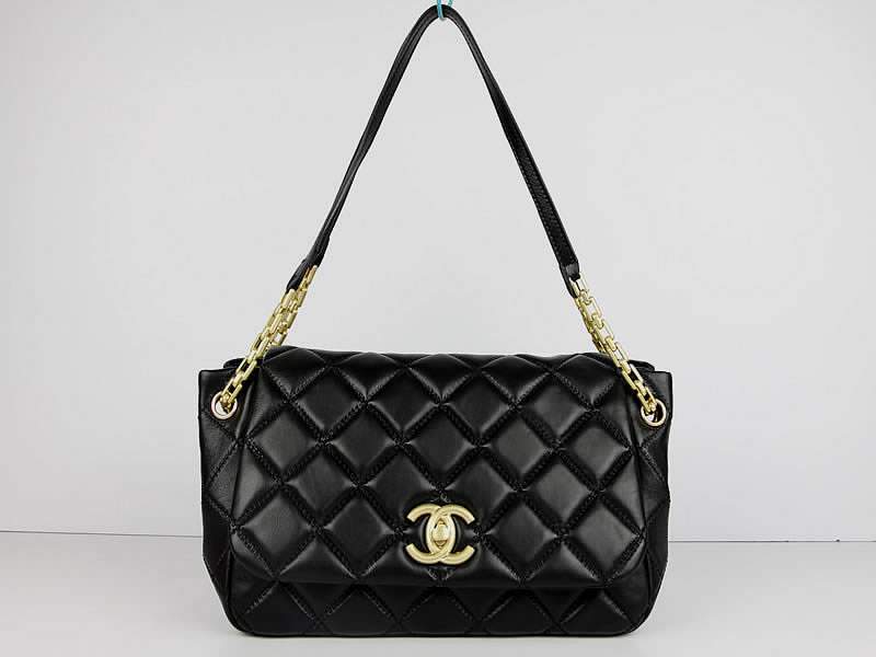 2012 New Arrival Chanel 50360 Black Lambskin Leather