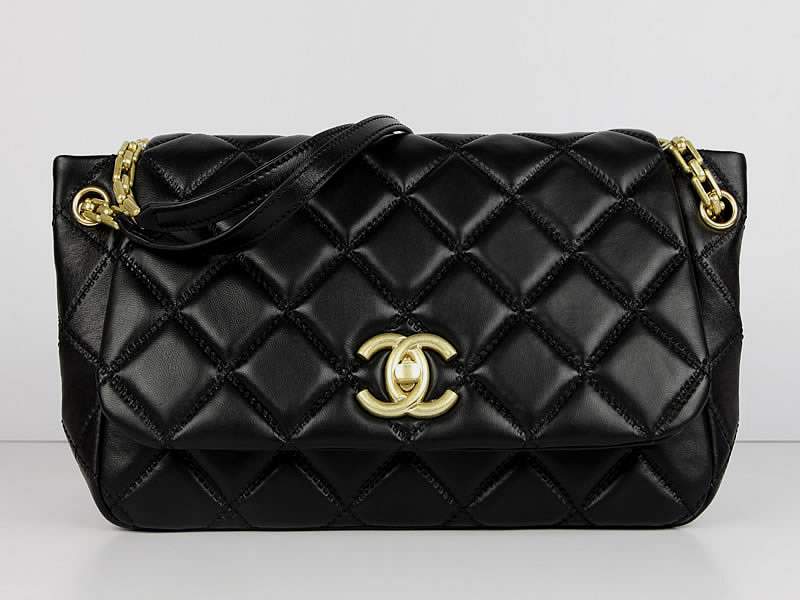 2012 New Arrival Chanel 50360 Black Lambskin Leather - Click Image to Close