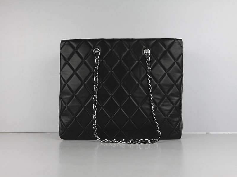 2012 New Arrival Chanel 50979 Black Glazed Crackled Leather Large Quilted Tote Bags - Click Image to Close