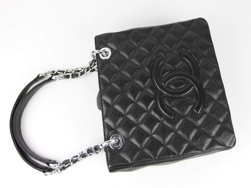 2012 New Arrival Chanel 50994 Black Medium Shopping Bags With Silver Hardware - Click Image to Close