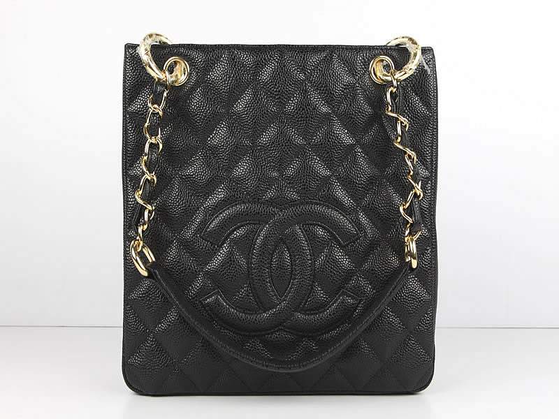 2012 New Arrival Chanel 50994 Black Medium Shopping Bags With Gold Hardware