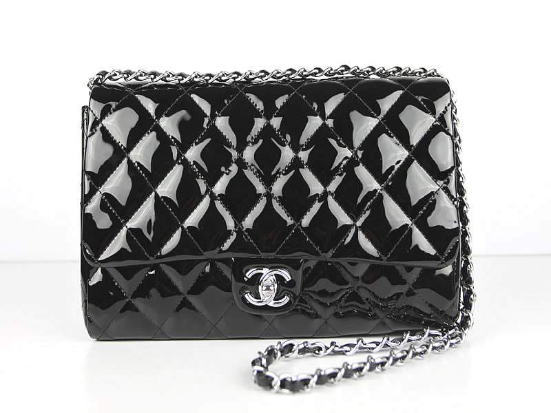 2012 New Arrival Chanel 2.55 Double Flap Bag Patent Leather 65051 Black