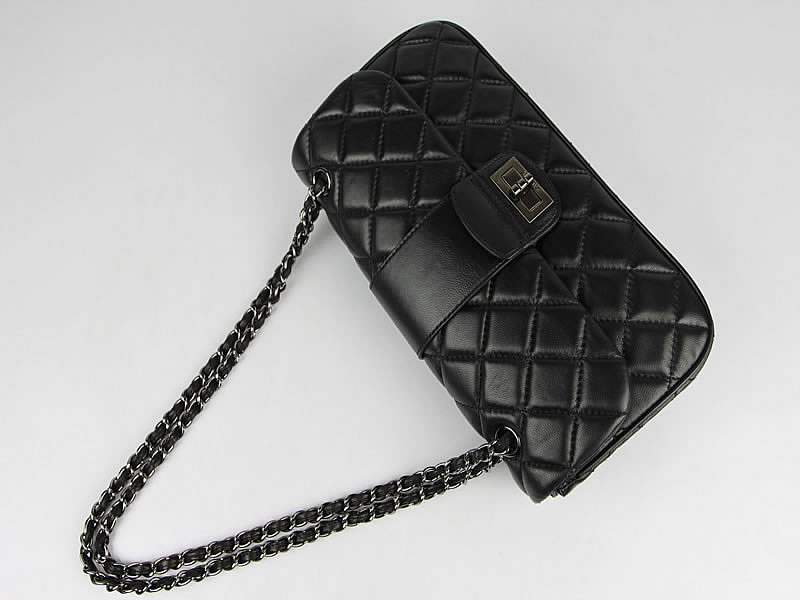 Chanel Fall Winter 2012 Calf Leather Large Flap Bag 65071 Black - Click Image to Close