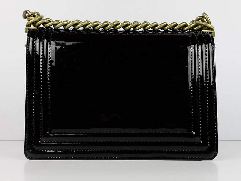 2012 New Arrival Chanel 66713 Le Boy Flap Shoulder Bag In Glazed Patent Black - Click Image to Close