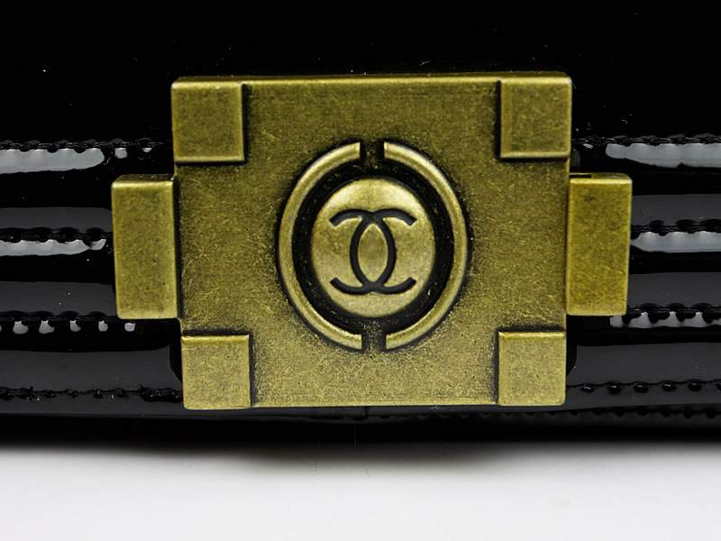 2012 New Arrival Chanel 66713 Le Boy Flap Shoulder Bag In Glazed Patent Black