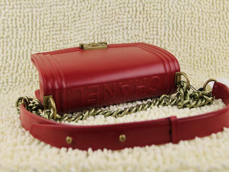 2012 New Arrival Chanel 66713 Le Boy Flap Shoulder Bag In Glazed Calfskin Red - Click Image to Close