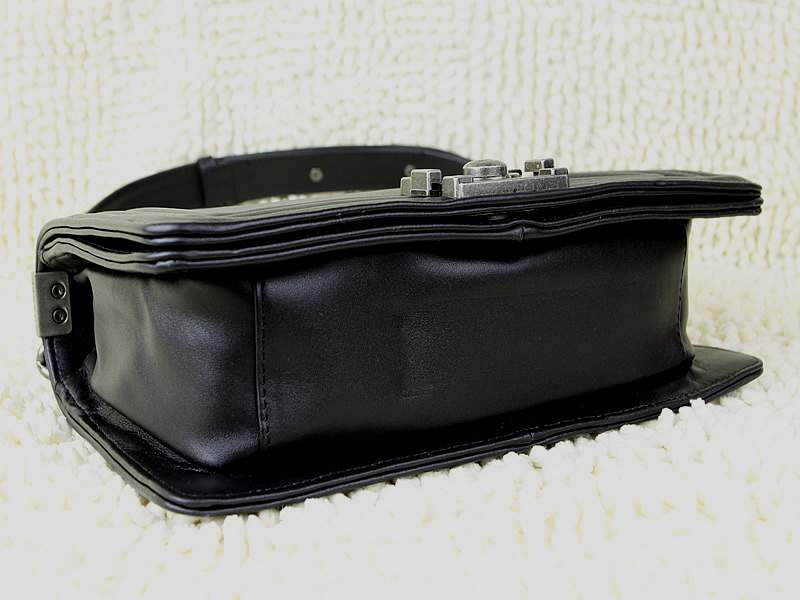 2012 New Arrival Chanel 66714 Le Boy Flap Shoulder Bag In Glazed Calfskin Black - Click Image to Close