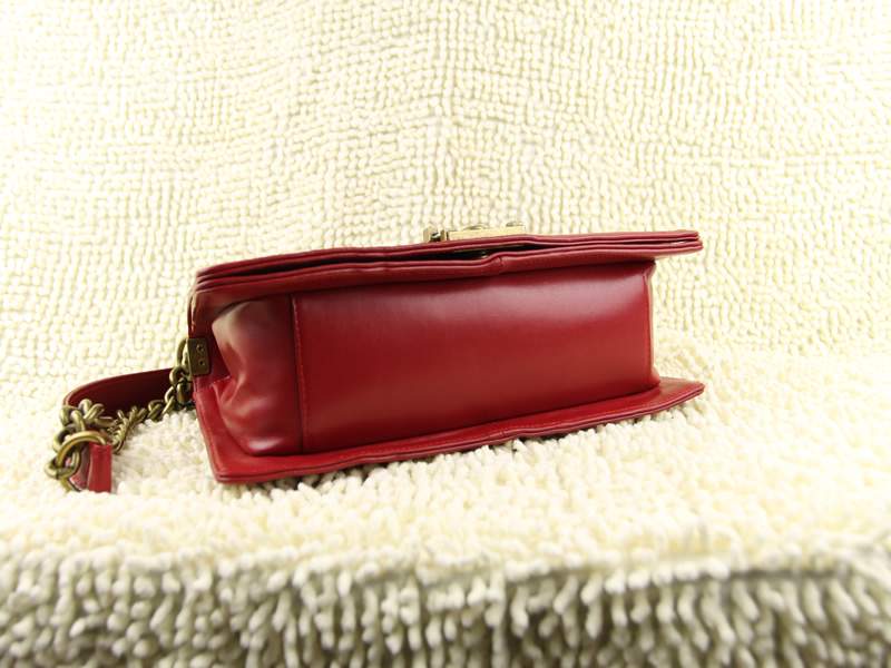 2012 New Arrival Chanel 66714 Le Boy Flap Shoulder Bag In Glazed Calfskin Red with Gold Hardware - Click Image to Close