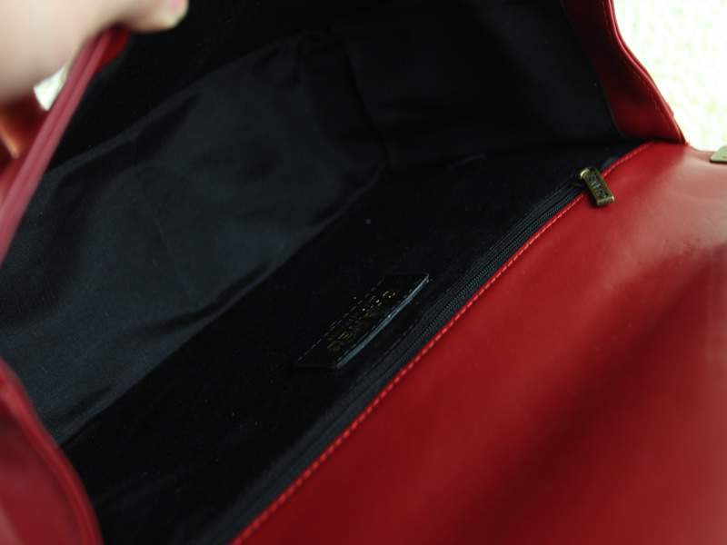 2012 New Arrival Chanel 66714 Le Boy Flap Shoulder Bag In Glazed Calfskin Red with Gold Hardware