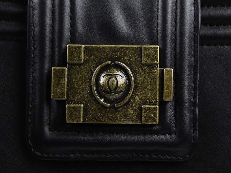 2012 New Arrival Chanel Chanel Le Boy Flap Shoulder Bag Calfskin Leather 66715 Black