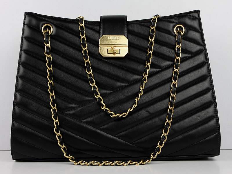 2012 New Arrival Chanel A66840 Black Lambskin Leather Shoulder Bags
